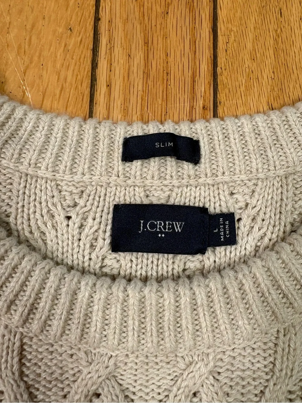 J. Crew Cream Cable-Knit Crewneck Sweater